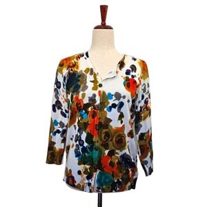 Willi Smith Watercolor Floral Pattern Multicolor Cardigan Size‎ Medium